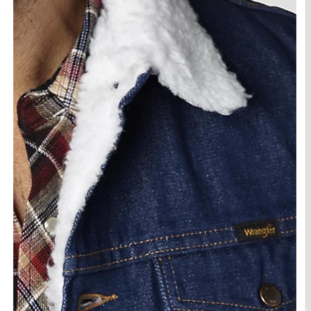 Wrangler Men’s Sherpa Lined Denim Vest - Picture 3 of 9
